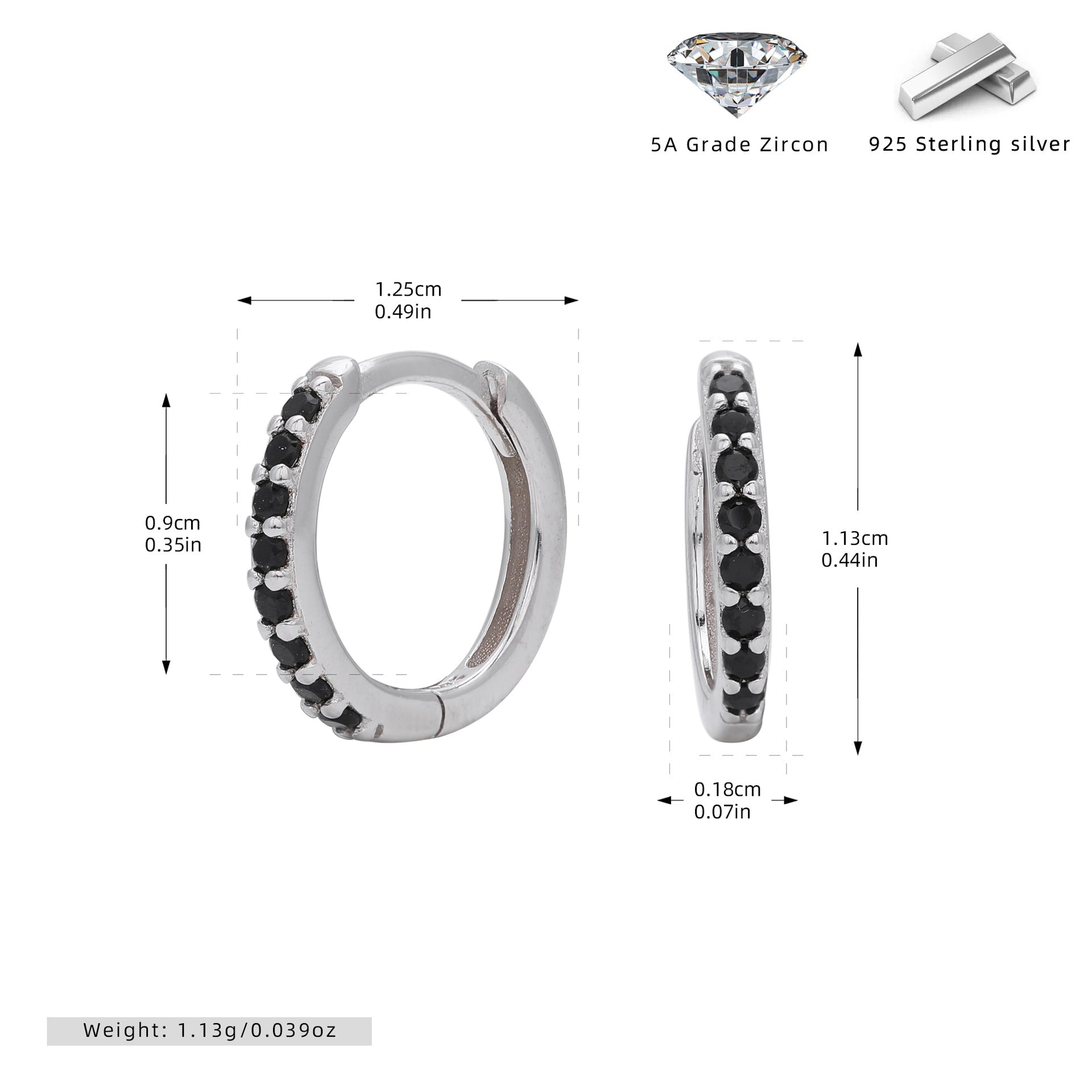 Damen Creolen mit funkelnden Zirkonia-Details aus 925 Sterling Silber Shop Nory