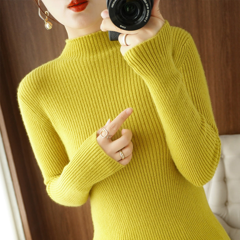 Damen Körperbetonter Rippenstrick-Rollkragenpullover mit Stretch-Effekt Shop Nory