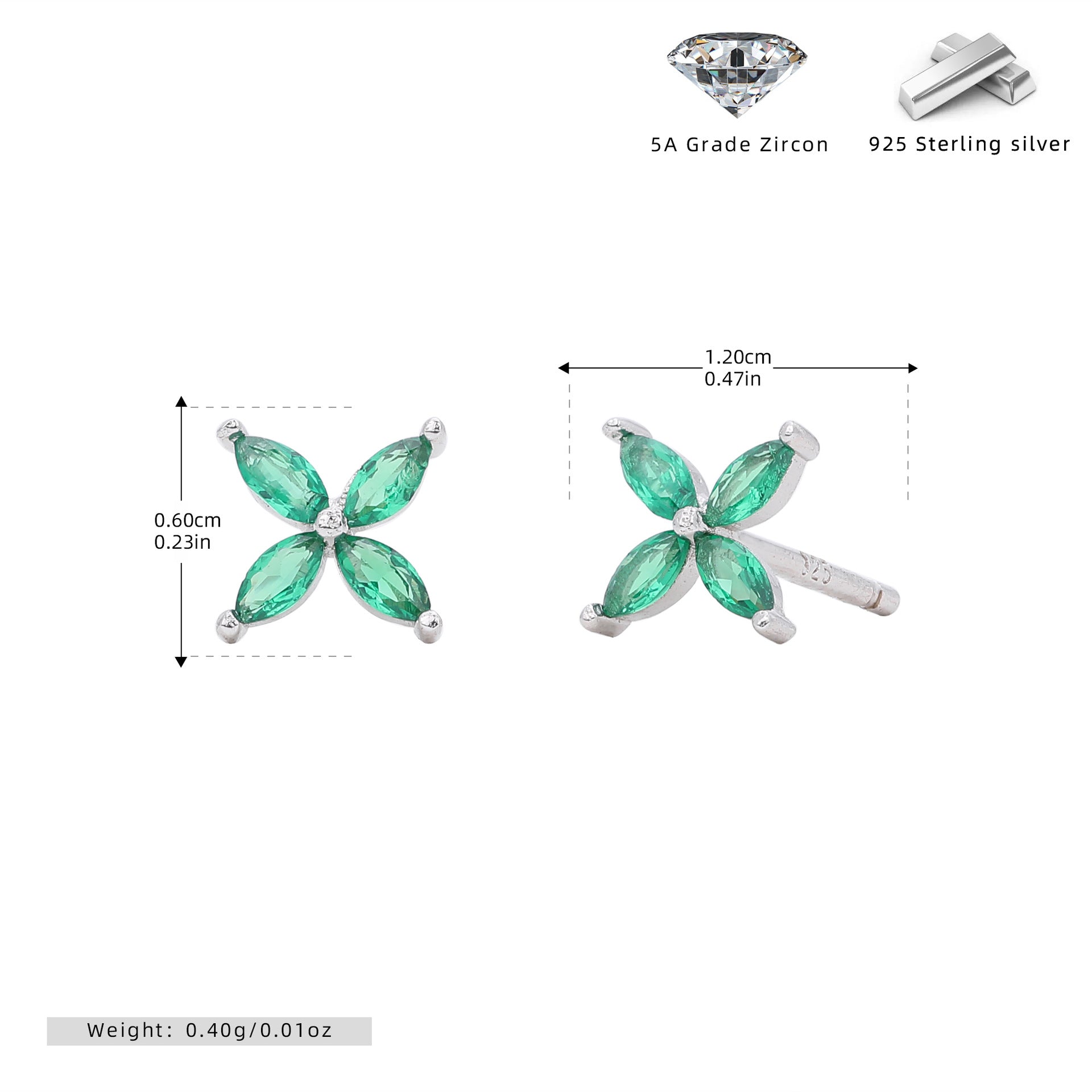 Damen Ohrstecker aus 925 Sterling Silber mit funkelndem Zirkonblüten-Design Shop Nory
