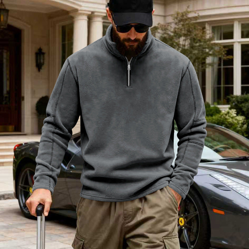 Herren Halbzip-Sweatshirt mit Stehkragen und markanten Nahtdetails Shop Nory