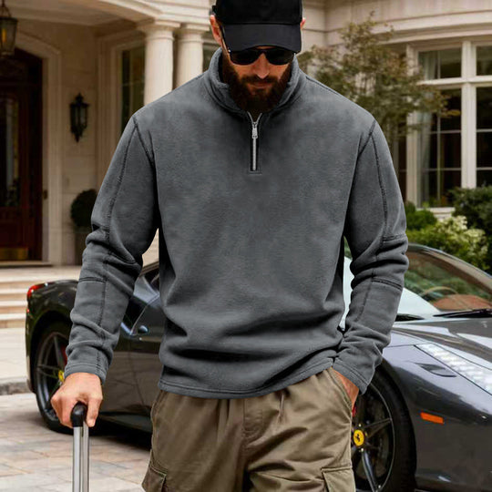 Herren Halbzip-Sweatshirt mit Stehkragen und markanten Nahtdetails Shop Nory