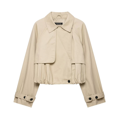 Damen Kurzgeschnittene Trenchjacke im Boxy‑Schnitt mit Raffung und verstellbaren Manschetten Shop Nory