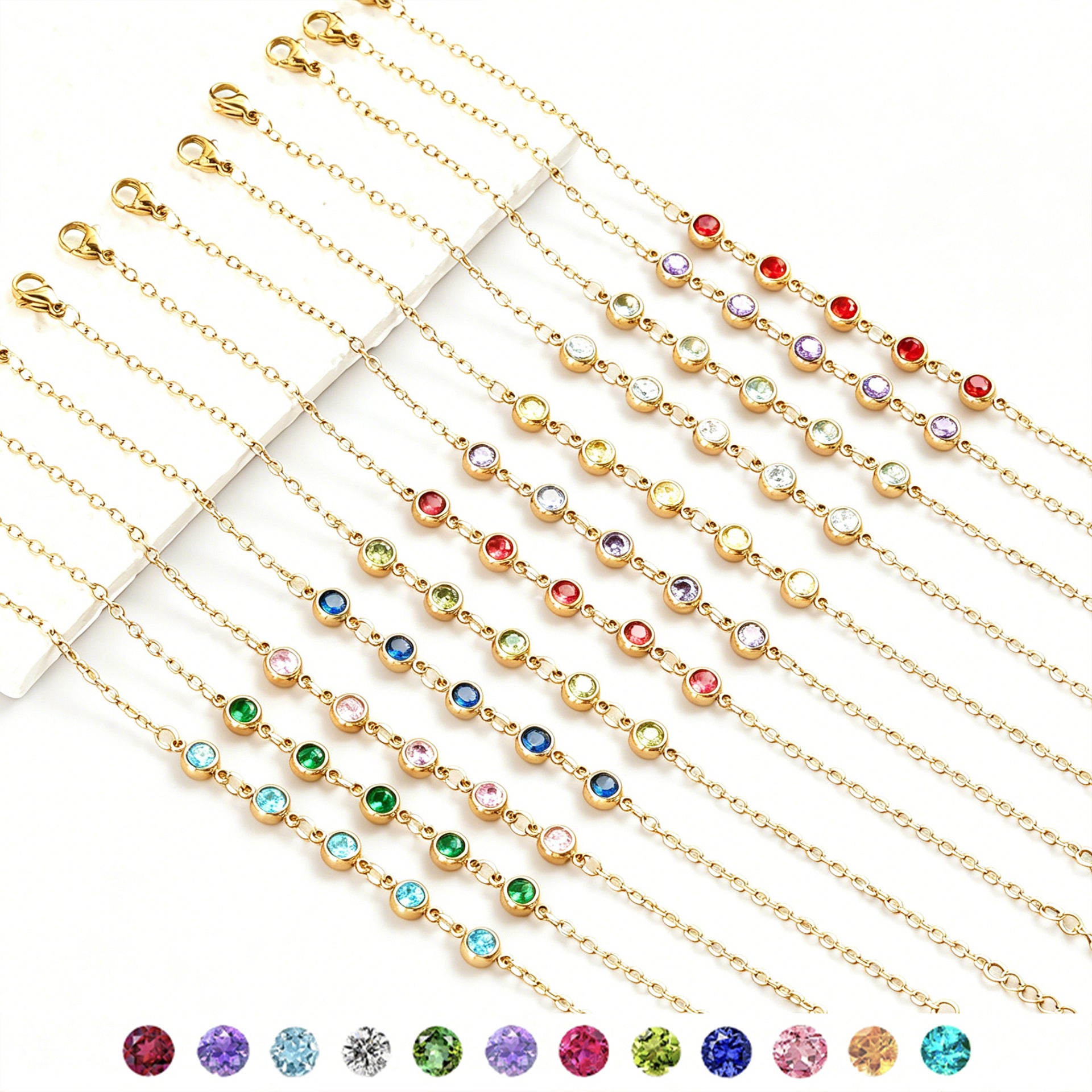 Damen Elegante Goldkette mit lila Kristallen Shop Nory
