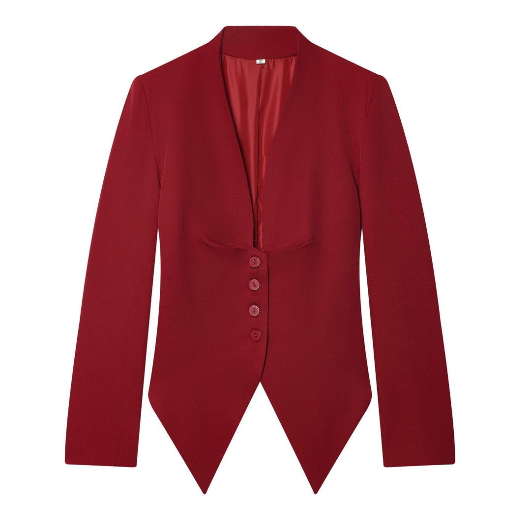 Damen taillierter Blazer mit spitzem Schößchen und tiefem V-Ausschnitt Shop Nory