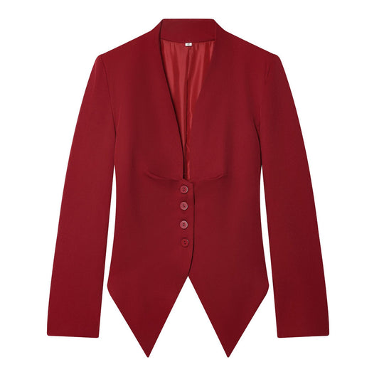 Damen taillierter Blazer mit spitzem Schößchen und tiefem V-Ausschnitt Shop Nory
