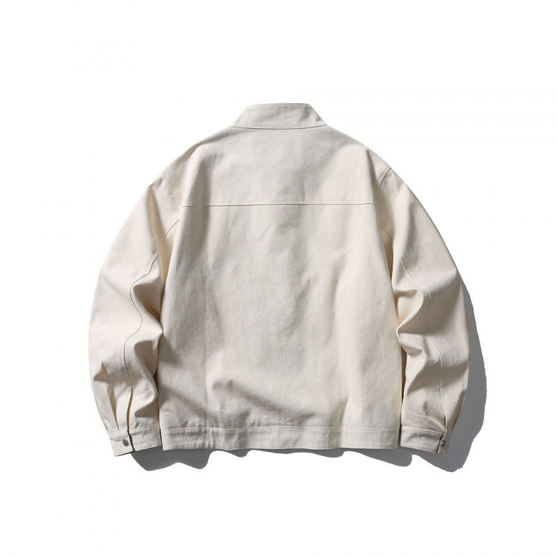 Herren leichte Baumwoll-Canvas Jacke mit Stehkragen und kariertem Innenfutter Shop Nory