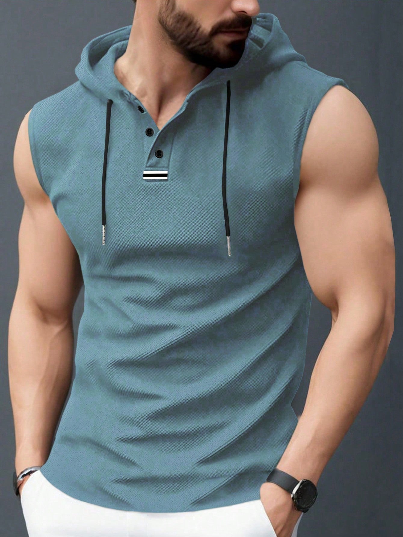Herren ärmelloses Hoodie-Shirt mit strukturierter Oberfläche