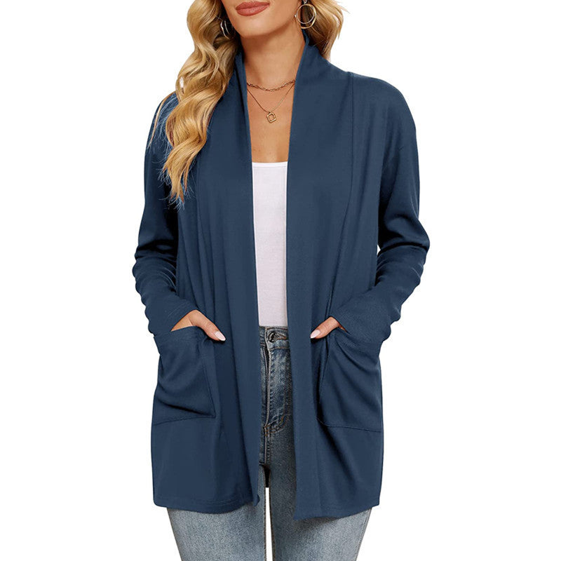 Damen lässiger Longcardigan mit Taschen