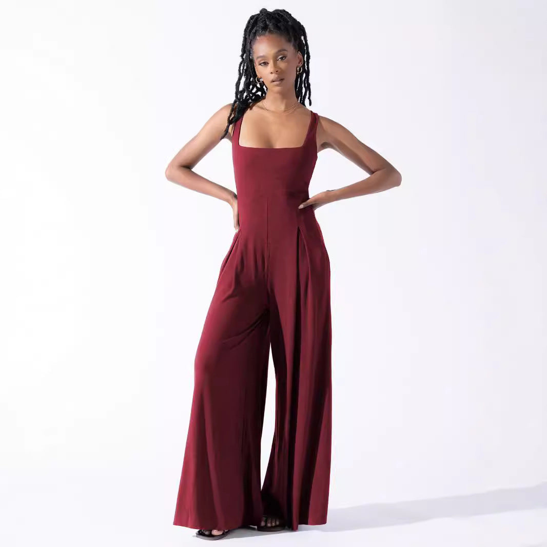 Damen Jumpsuit mit weit geschnittenem Bein und tiefem Rückenausschnitt