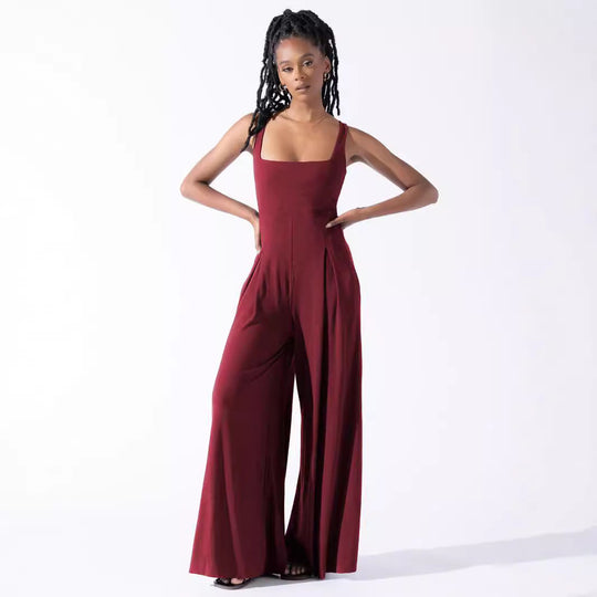 Damen Jumpsuit mit weit geschnittenem Bein und tiefem Rückenausschnitt