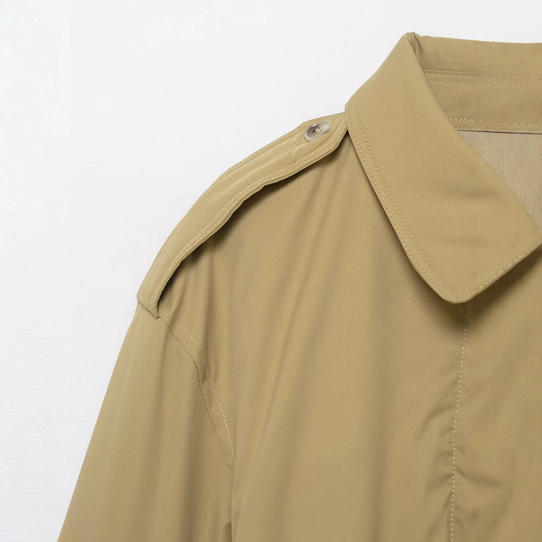 Damen Kurztrench mit Taillengürtel und Schulterklappen Shop Nory