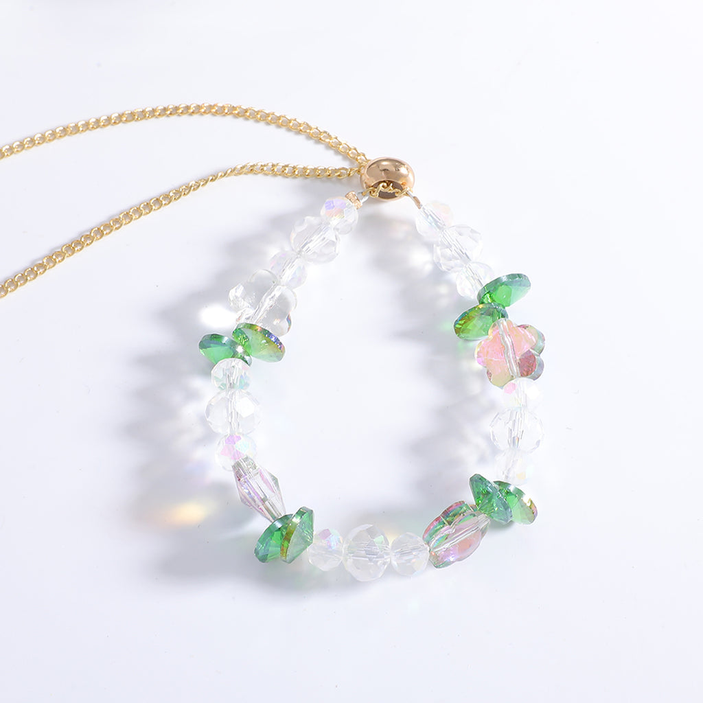 Damen Halskette mit funkelnden Kristallperlen und floralen Akzenten Shop Nory