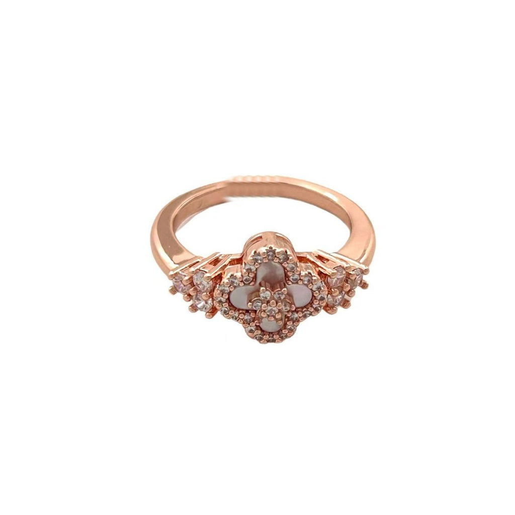 Damen blütenförmiger Schmuckring mit Zirkonia von Shop Nory