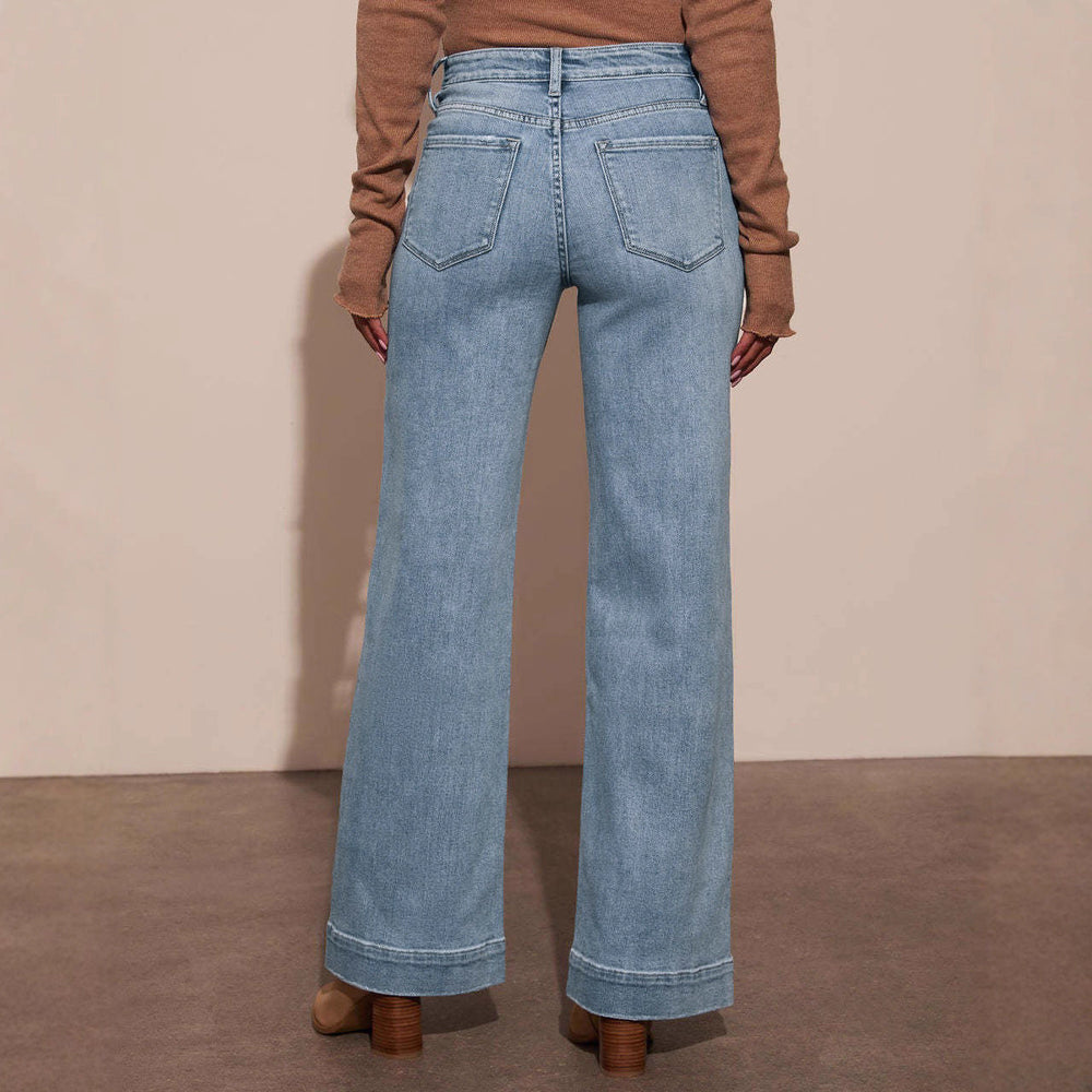 Damen Weit geschnittene Jeans mit hohen Taschen und elegantem Auftritt