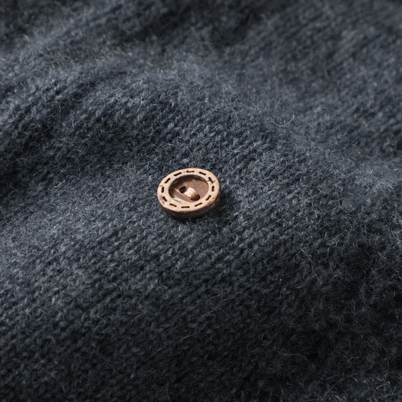 Damen Strick-Longweste mit V-Ausschnitt, Zopfmuster und seitlicher Knopfleiste Shop Nory