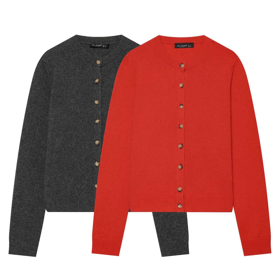 Damen Feinstrick-Cardigan mit Rundhalsausschnitt und durchgehender Knopfleiste Shop Nory