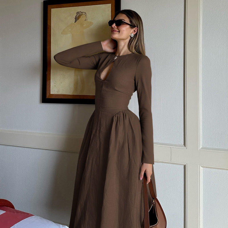 Damen Midikleid mit Tropfen-Ausschnitt, geraffter Taillenpartie und ausgestelltem Rock Shop Nory