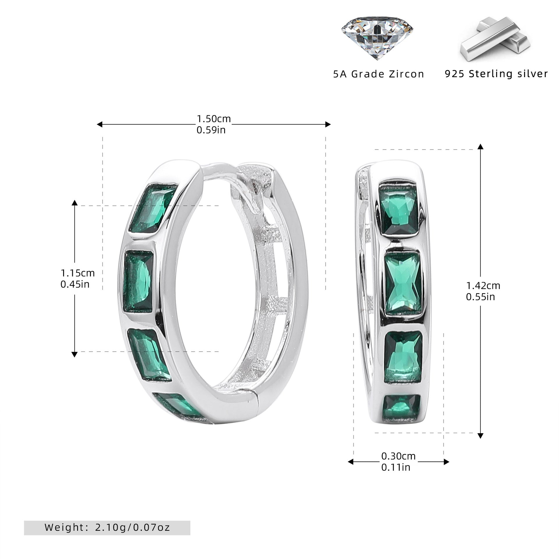 Damen Creolenohrringe mit funkelnden Zirkonsteinen aus 925 Sterlingsilber Shop Nory