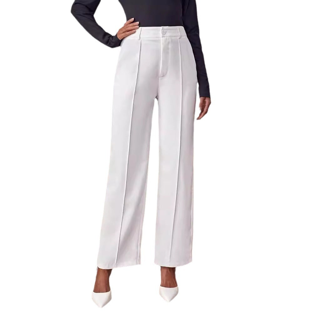 Damen Hochtaillierte Palazzo-Hose mit Bügelfalte und geradem Bein Shop Nory