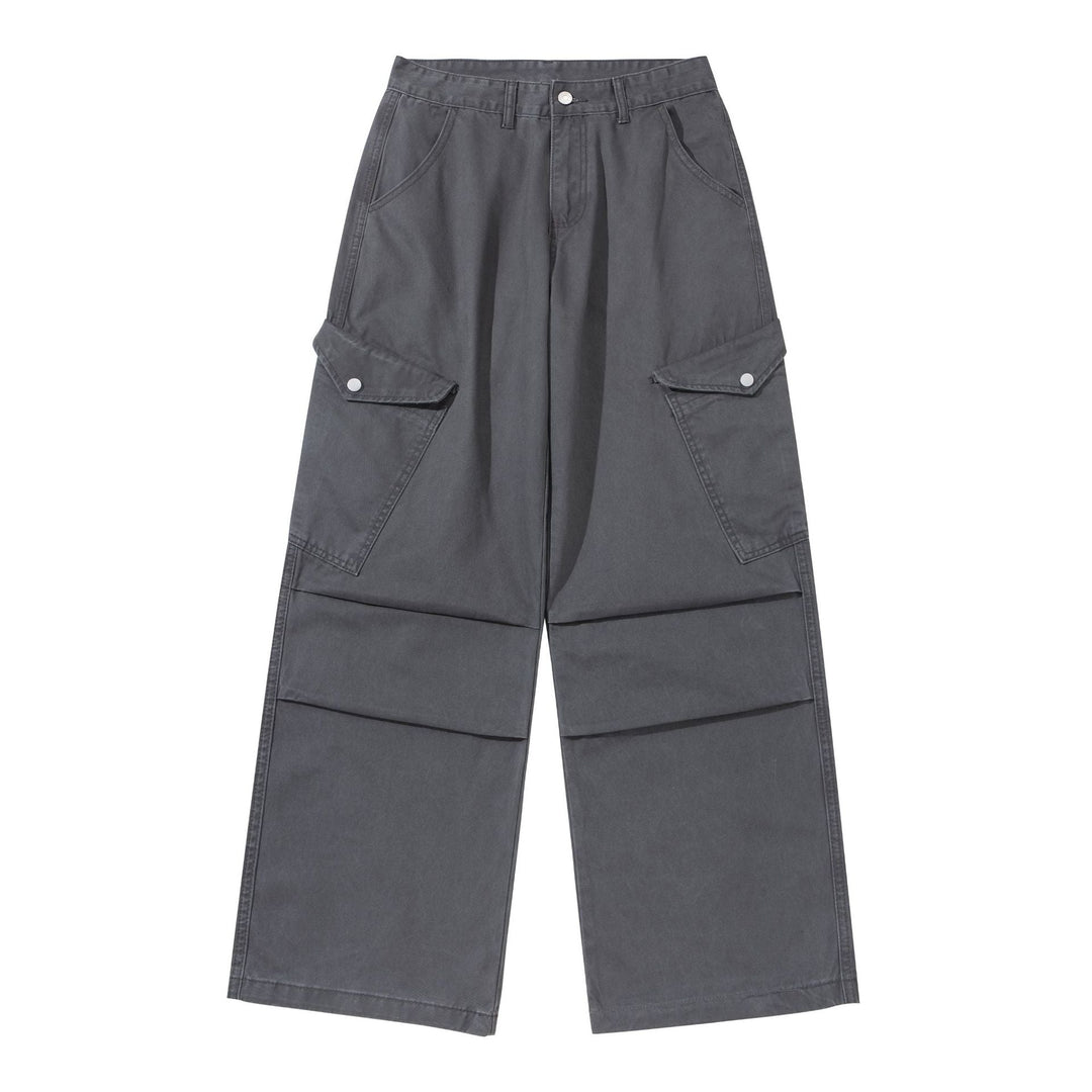 Damen Weite Cargo-Hose aus Baumwoll-Twill mit hoher Taille und aufgesetzten Klappentaschen Shop Nory