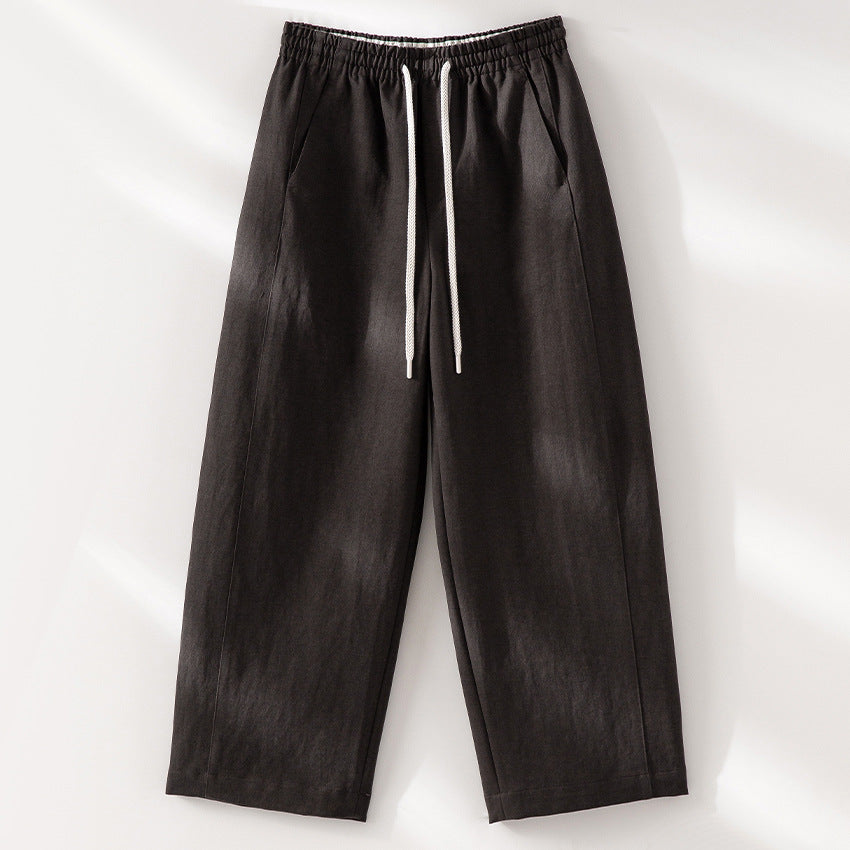 Damen Weite High‑Waist Leinenmix-Hose mit elastischem Bund und Kordelzug Shop Nory