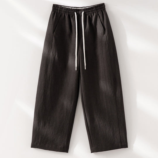 Damen Weite High‑Waist Leinenmix-Hose mit elastischem Bund und Kordelzug Shop Nory