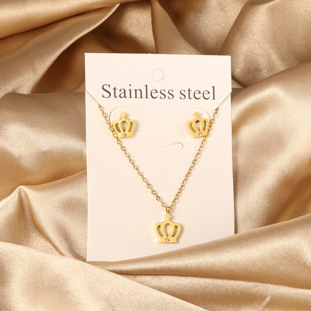 Damen Schmuckset mit Krone-Anhänger und Ohrsteckern Shop Nory