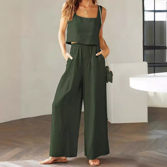 Damen Lässiger Jumpsuit mit weiten Beinen und praktischen Taschen