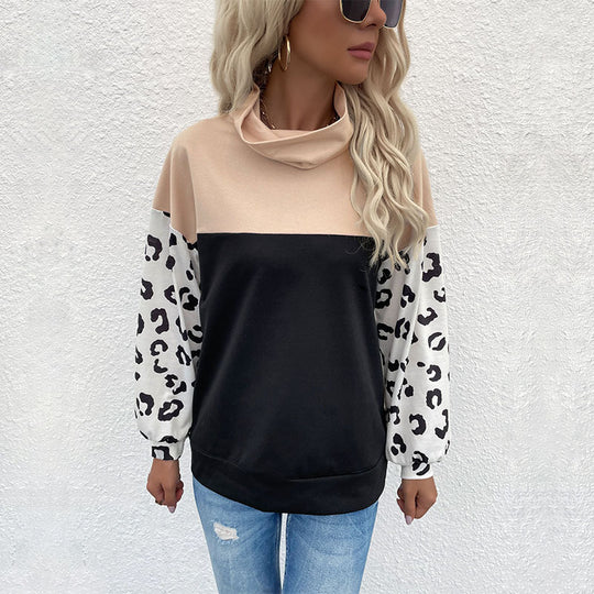 Damen Oversize-Pullover mit Schalkragen, Colourblock und Ballonärmeln Shop Nory