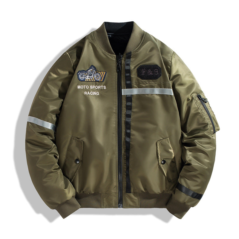 Herren Bomberjacke im Fliegerjackenstil mit reflektierenden Streifen, Utility‑Taschen und leichter Thermofütterung Shop Nory
