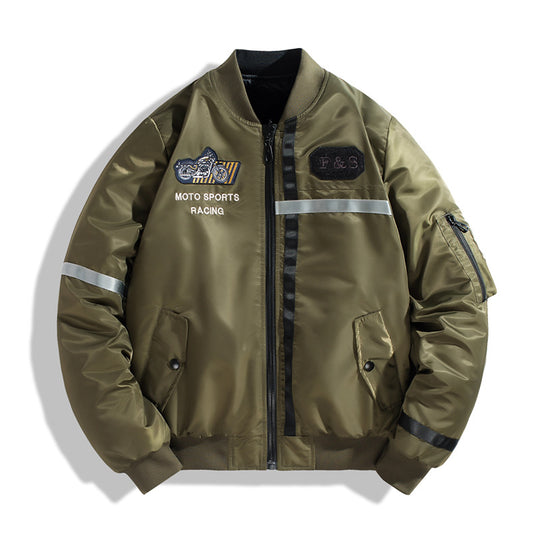 Herren Bomberjacke im Fliegerjackenstil mit reflektierenden Streifen, Utility‑Taschen und leichter Thermofütterung Shop Nory