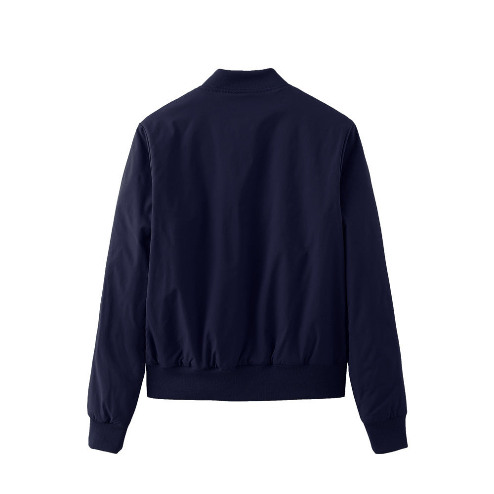 Damen sportliche Bomberjacke mit modischen Seiteneinsätzen und elastischen Bündchen Shopnory