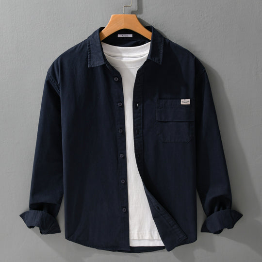 Herren Leichtes Baumwoll-Overshirt mit Kentkragen, Brusttasche und Relaxed-Fit Shop Nory