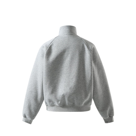 Unisex Kurz geschnittene Sweatblousonjacke mit hohem Stehkragen und Druckknopf‑Riegel Shop Nory