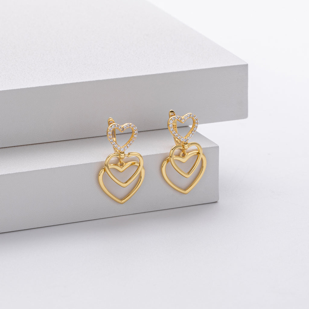 Damen Ohrhänger mit herzförmigem Design und funkelndem Zirkonbesatz Shop Nory