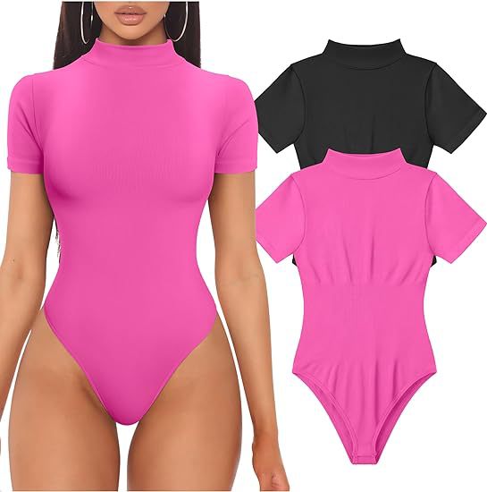 Damen Kurzarm Bodysuit mit hohem Kragen