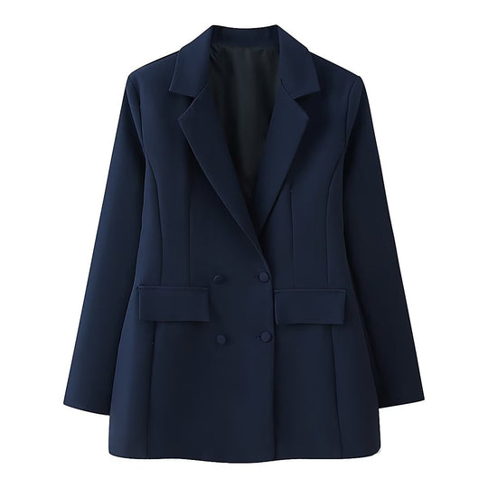 Damen taillierter Doppelreiher-Blazer mit Pattentaschen und Wiener Nähten Shop Nory