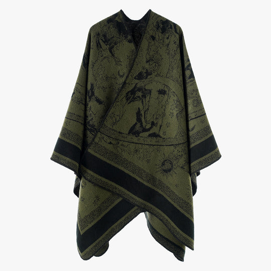 Damen Jacquard-Capeponcho mit doppelseitiger Webstruktur und V‑Ausschnitt Shop Nory