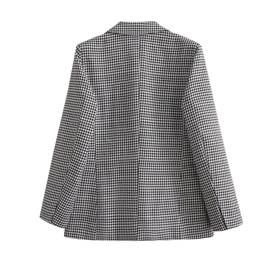 Damen Oversize Hahnentritt Blazer mit Ein-Knopf-Verschluss und Pattentaschen Shop Nory