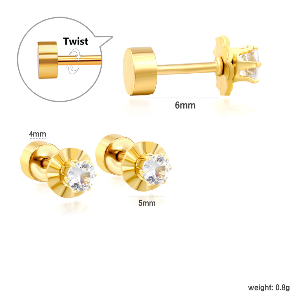 Damen Edelstahl Ohrstecker mit modernem, dreiphasigem Design Shop Nory