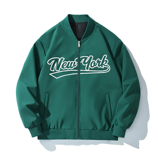 Herren Bomberjacke im College-Stil mit Script-Frontprint und Rippbündchen Shop Nory