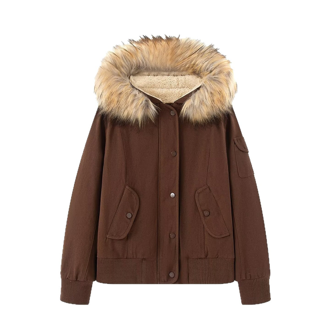 Damen Wattierte Parka-Jacke mit Teddyfutter und Kunstpelzkapuze Shop Nory