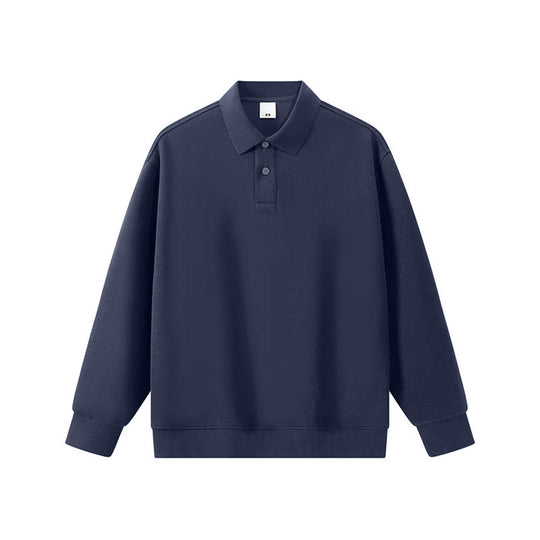 Unisex Oversize-Polo-Sweatshirt mit gerippten Bündchen und Knopfleiste Shop Nory