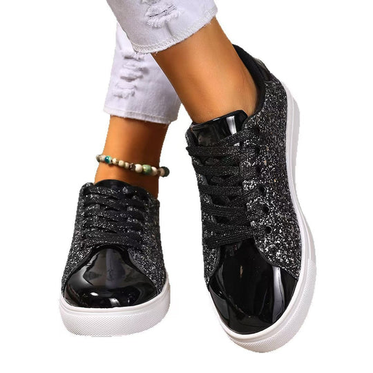 Damen Glitzernde Sneakers mit metallisch schimmerndem Obermaterial Shopnory