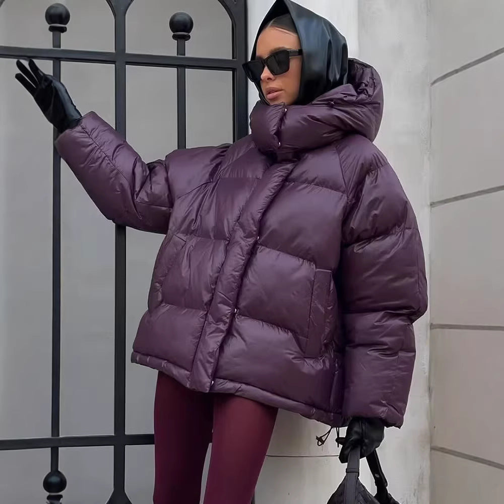 Damen Kurze wattierte Oversize‑Steppjacke mit hohem Stehkragen und Kapuze Shop Nory