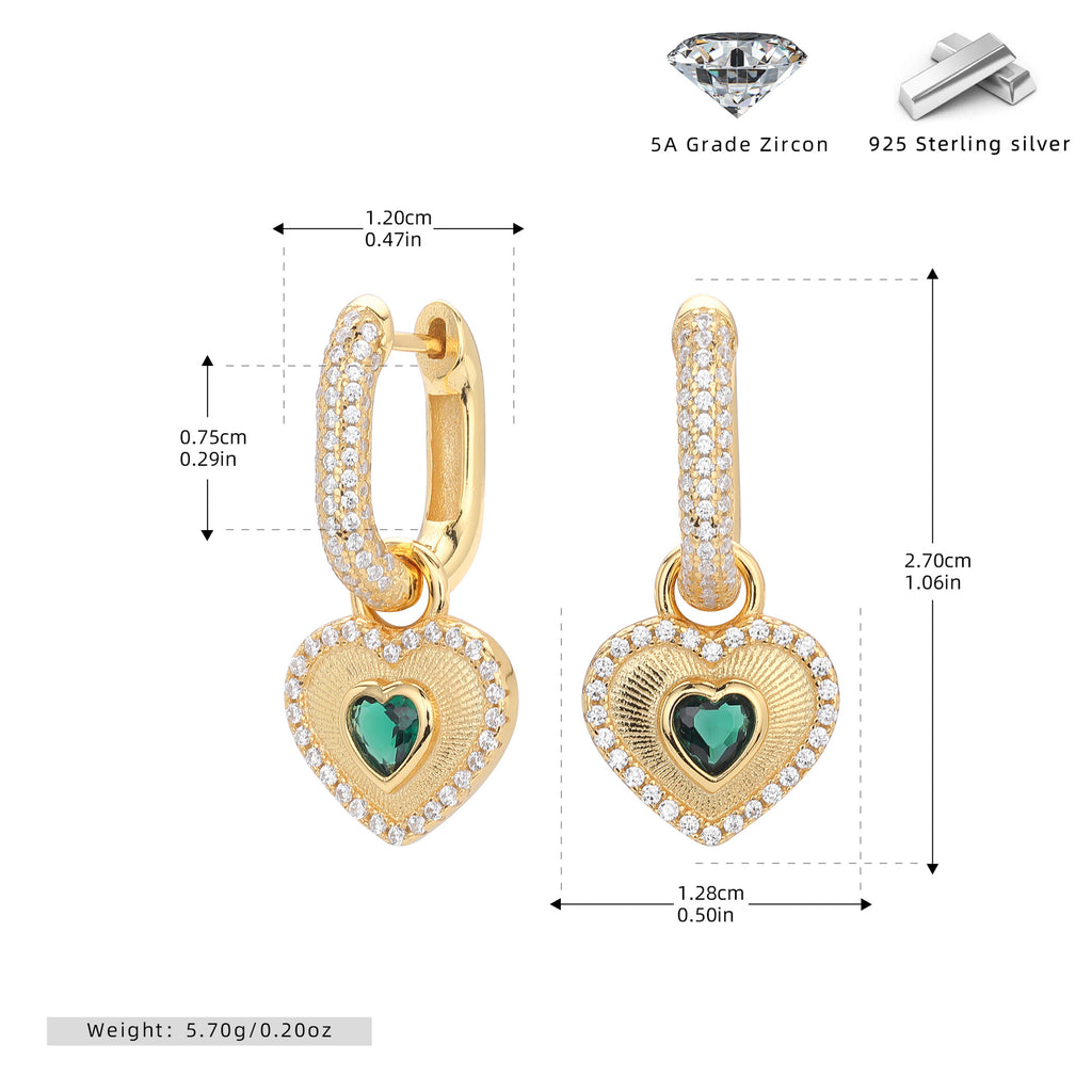 Damen Ohrhänger mit herzförmigem Design und funkelnden Zirkonsteinen Shop Nory