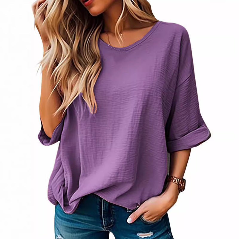 Damen lässiges Oversize-T-Shirt mit Textur