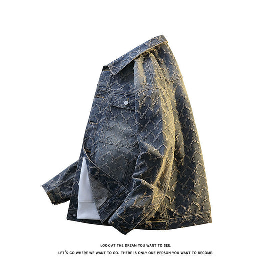Herren Oversize-Jeansjacke mit gestepptem Allover‑Muster und Brusttaschen Shop Nory