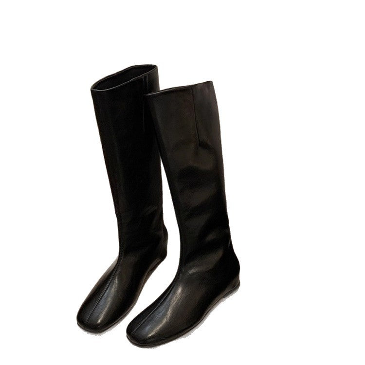 Damen Kniehohe Minimalistische Glattleder-Stiefel mit ergonomischer Laufsohle Shop Nory