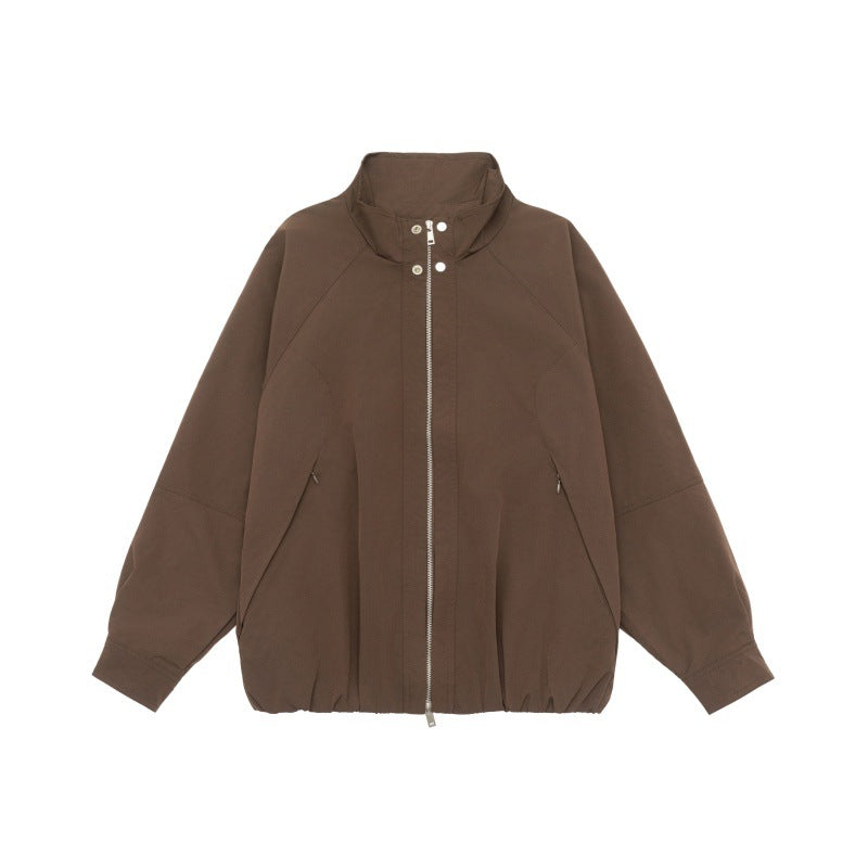 Damen Leichte Raglan-Bomberjacke mit Stehkragen und elastischem Saum Shop Nory